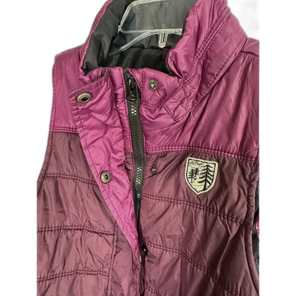 American Eagle Womens Vest Puffer Quilted Full Zip Snaps Lined Pockets Purple M
